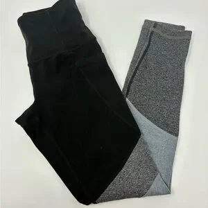 Legging Athleta Chaturanga Femme Taille XS - Rayures Noir/Gris, Compression Yoga Running